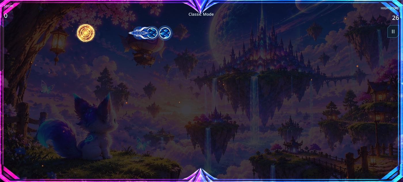 Classic mode gameplay with a blue dragon
